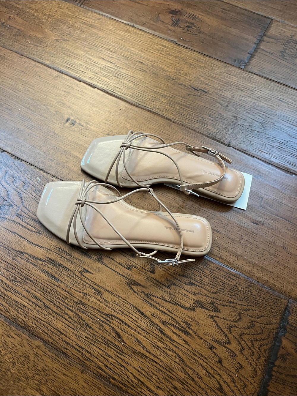 Amazon Essentials Nude Lace-Up Square-Toe Sandals